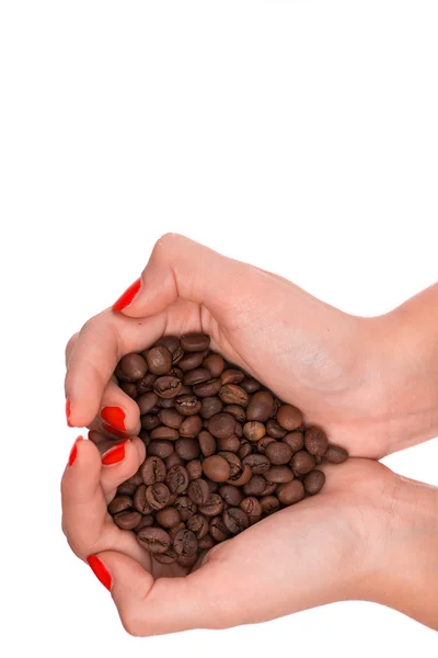 Woman hands  holding coffee beans — Stock Photo, Image