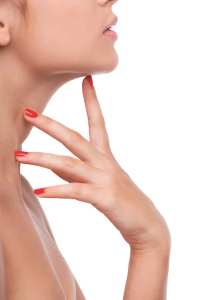 Kadın güzel kırmızı cilalı tırnaklar