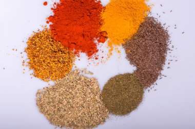 Farklı renkli baharat kompozisyonu