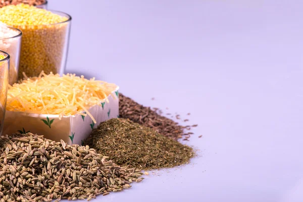 Composition of glasses with cereals — Stock Photo, Image