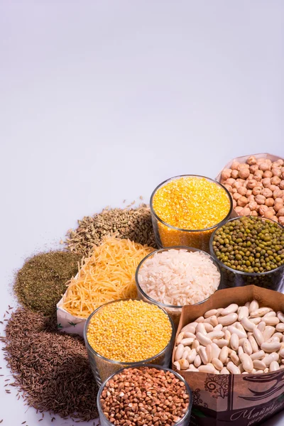 Composition of glasses with cereals — Stock Photo, Image