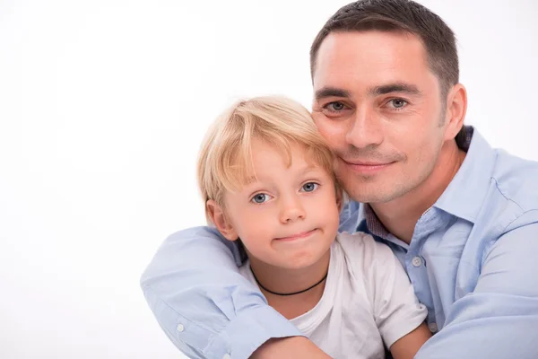 Família feliz isolado no fundo branco — Fotografia de Stock