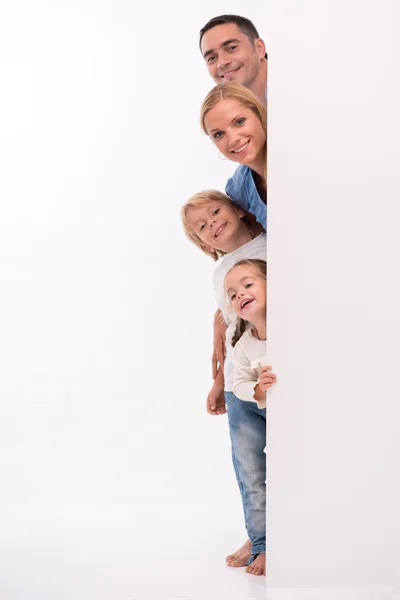 Happy family isolated on white background — Stock Photo, Image
