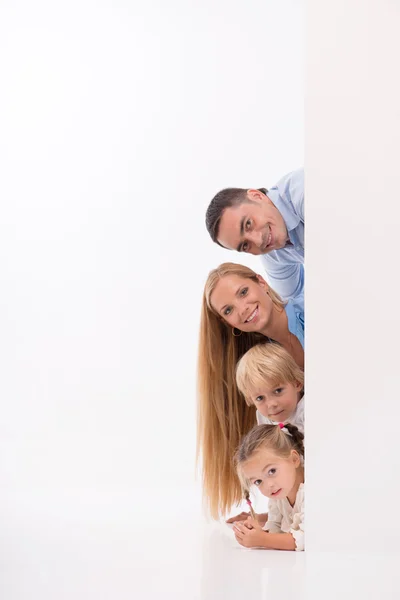 Happy family isolated on white background — Stock Photo, Image