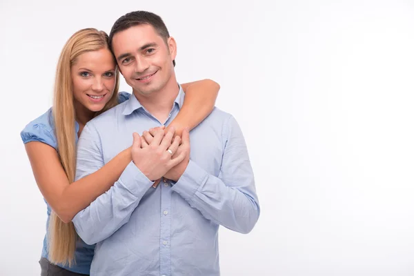 Glückliche Familie isoliert auf weißem Hintergrund — Stockfoto