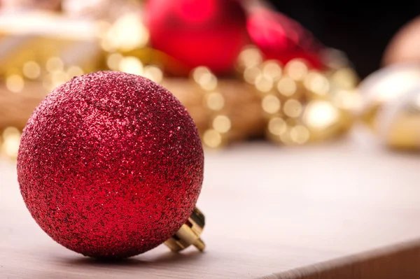 Christmas toy  on wooden table — Stock Photo, Image