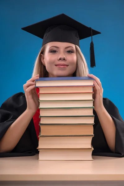 Estudante menina com livros — Fotografia de Stock