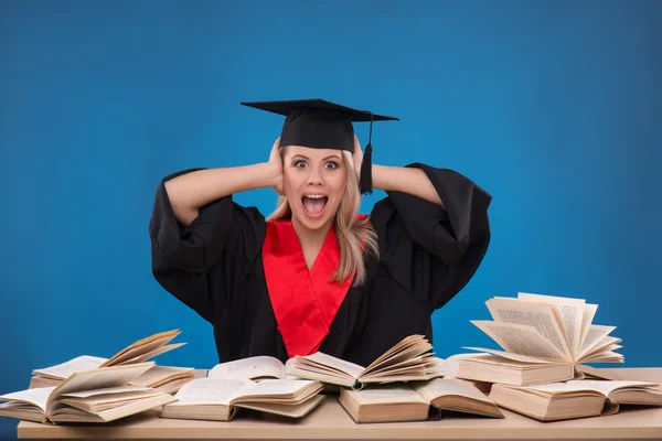 Studentflicka med böcker — Stockfoto