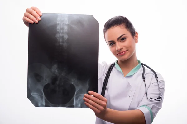 Doktor žena s rentgenový snímek fotografie — Stock fotografie