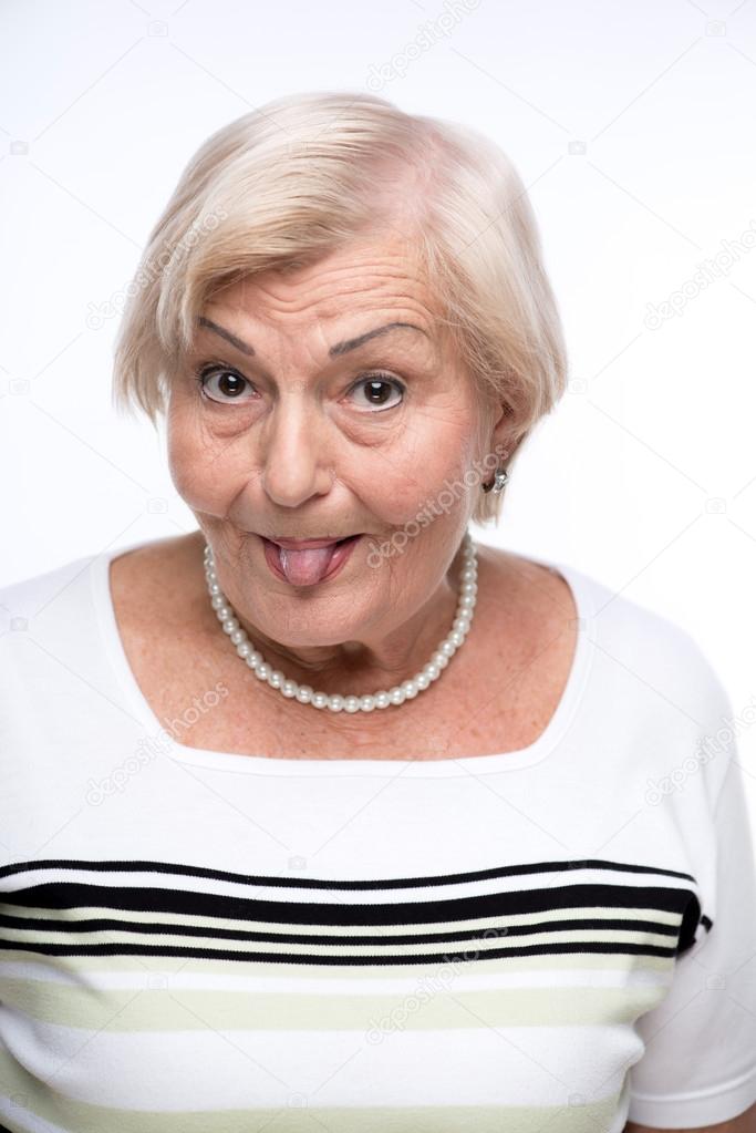 Naughty granny making faces