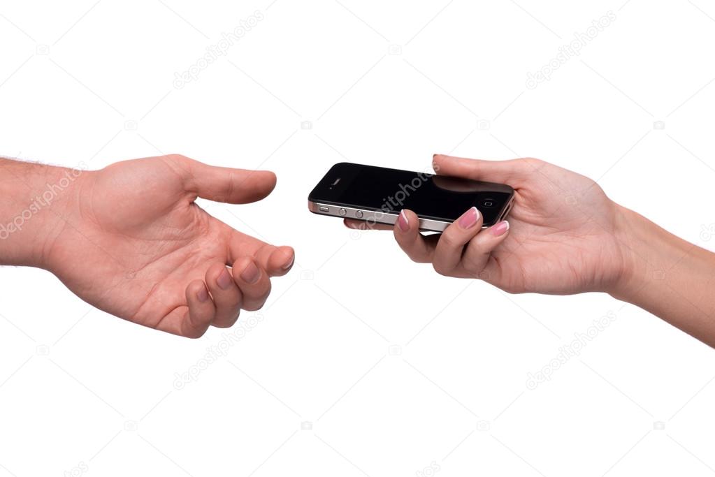 Hand passing smart phone