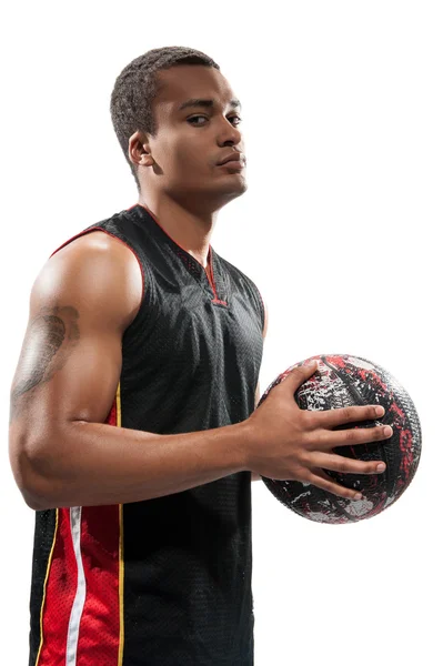 Young African sportsman playing basketball — Stock Photo, Image