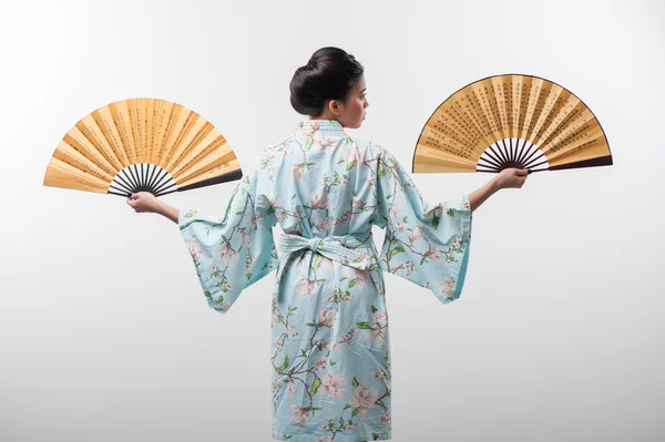 Japanese woman with traditional fan — Stock Photo, Image