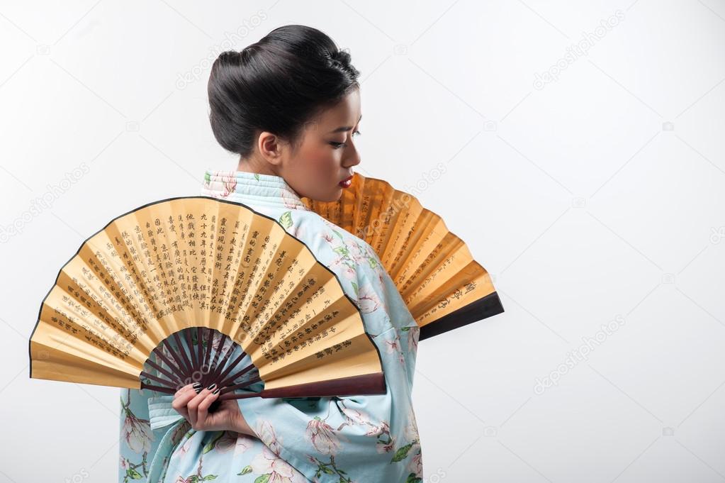 Japanese woman with traditional fan