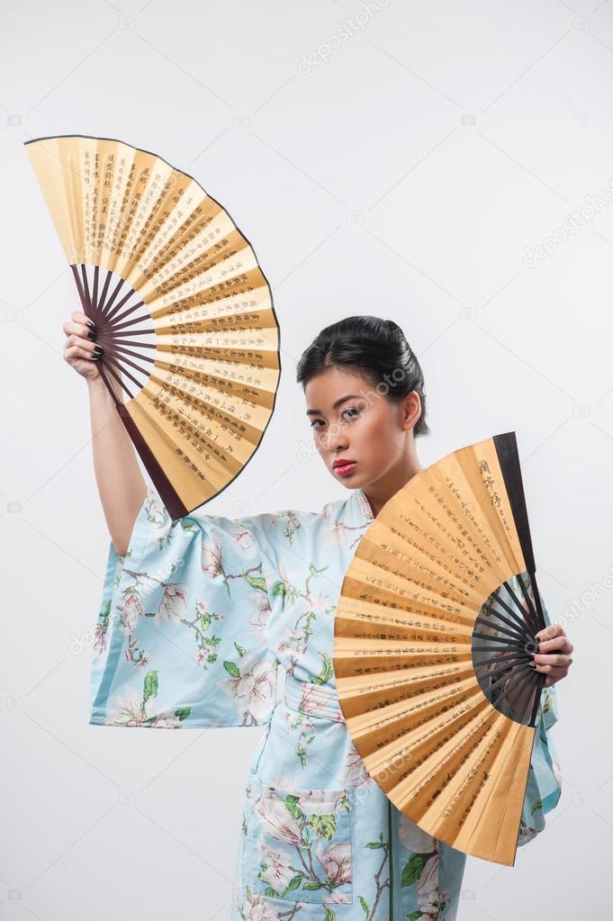 Japanese woman with traditional fan