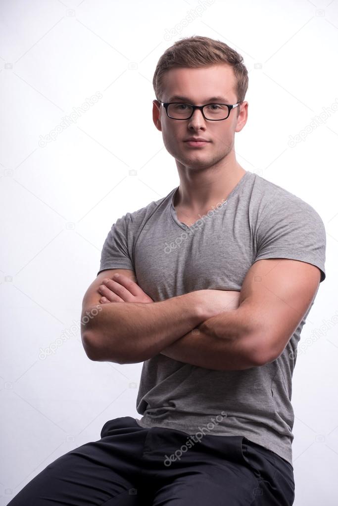 Young man in trendy eyeglasses