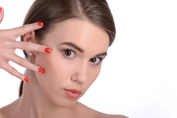 Taking care of her skin and nails — Stock Photo, Image