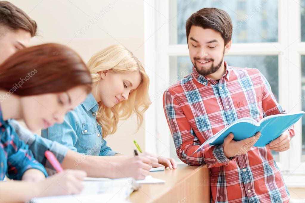 Students work with test-book