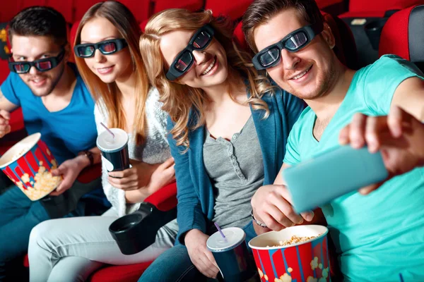 Cinema visitors doing selfie — Stock Photo, Image