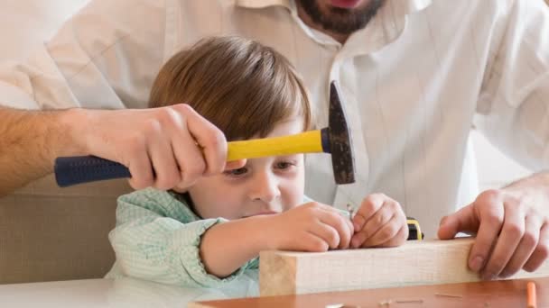 Figlio e padre stanno lavorando insieme — Video Stock