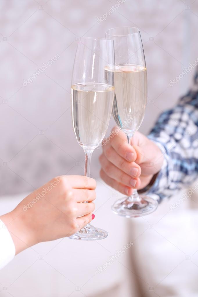 Young girl with glass of champagne