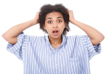 Şok melez kız izole arka plan