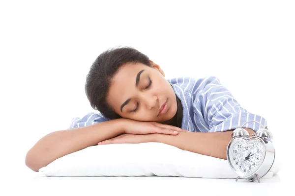 Young mulatto woman sleeping on pillow — Stock Photo, Image