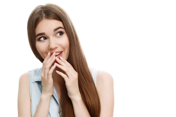 Portret van een mooie emotionele meisje poseren — Stockfoto