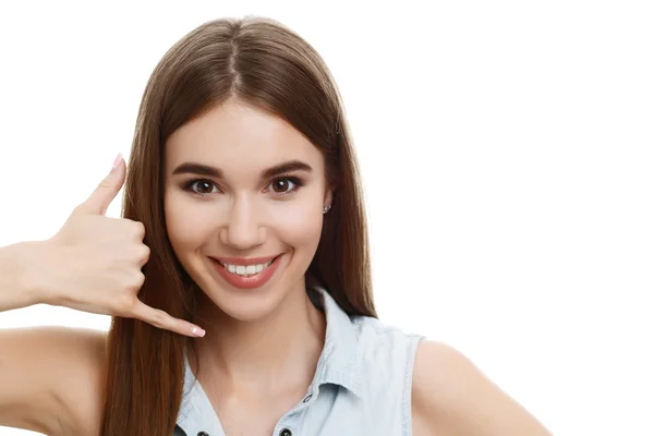 Portret van een mooie emotionele meisje poseren — Stockfoto