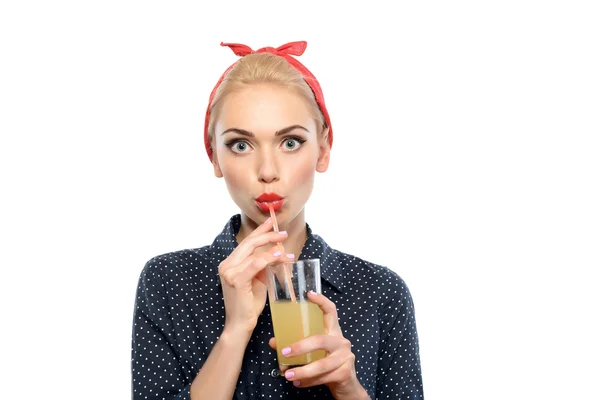 Isolated blond pin up girl — Stock Photo, Image