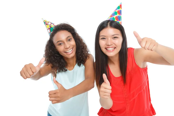 Signore positive che danno festa di compleanno — Foto Stock
