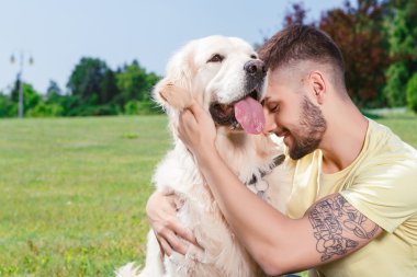 Handsome guy with his dog