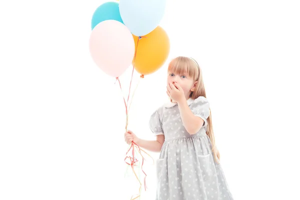 Pleasant girl holding balloons — Stok fotoğraf