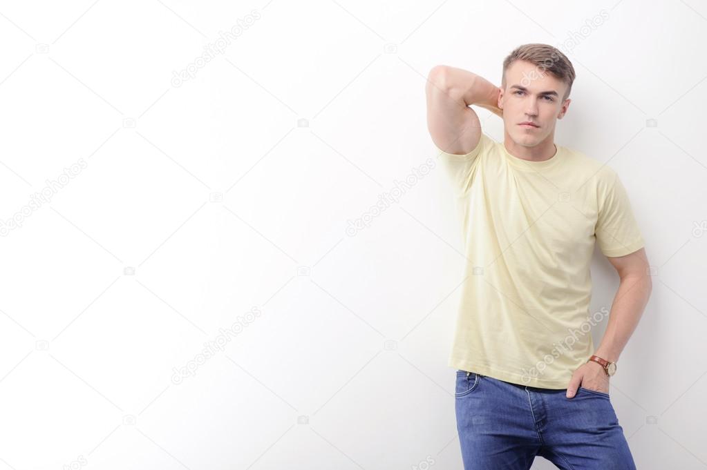 Handsome young man on isolated background
