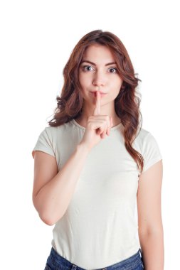 Güzel genç kız tutma sessizlik