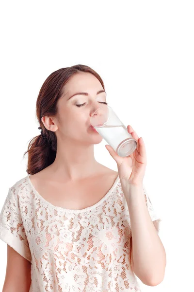 Pleasant girl drinking water — Stock Photo, Image