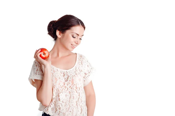 Young  girl holding  apple — Stock Photo, Image