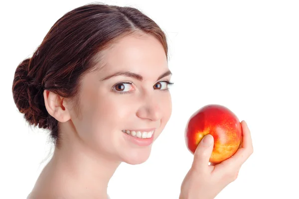 Chica joven sosteniendo manzana — Foto de Stock