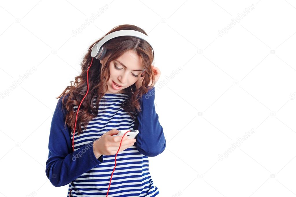 Nice girl listening to music