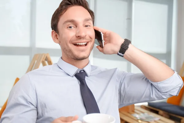 Call center operator having conversation. — Stock Photo, Image