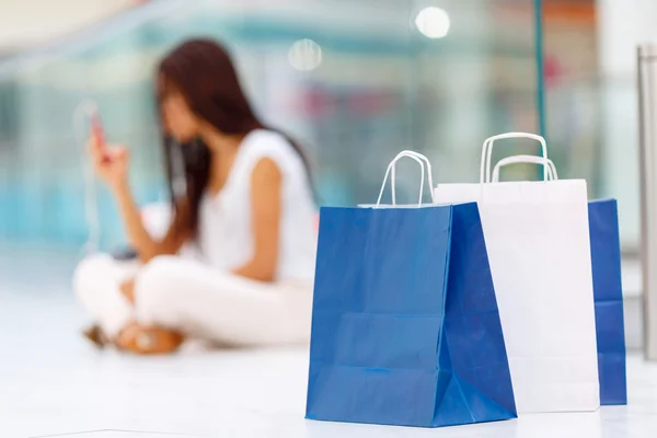 Pleasant girl making shopping — Stock fotografie