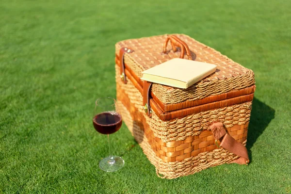 Basket standing on the grass — Stock Photo, Image