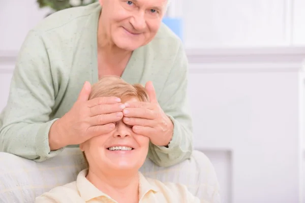 Happy couple resting at home — Stock Photo, Image