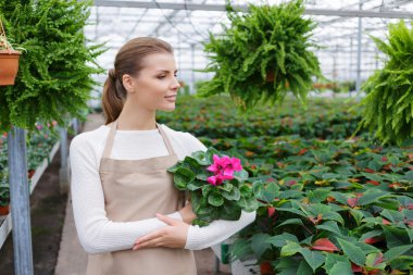 Serada çalışan olumlu çiçekçi