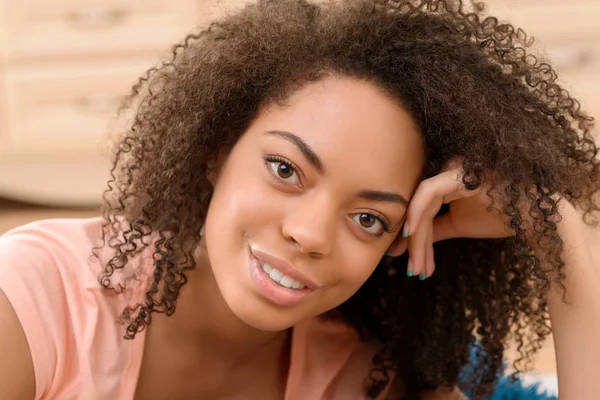 Pleasant girl resting at home — Stock Photo, Image