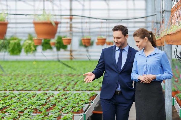 Greenhouse owners controlling business — Stock Photo, Image