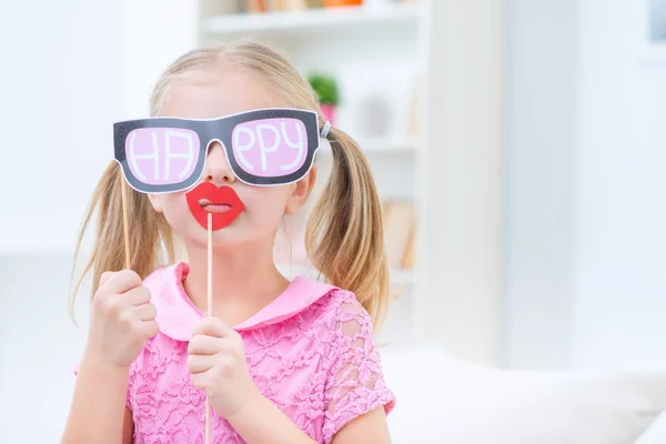 Cute little sister having fun at home — Stock Photo, Image