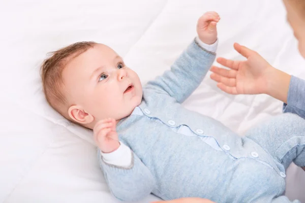 Infant boy with his sister. — Stock Image Infant boy with his sister. Stock Photo