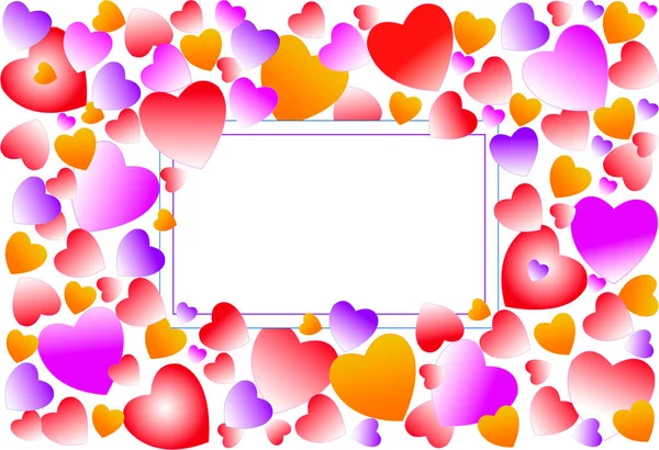 Festive Card Made Colorful Hearts Frames Free Space Your Message — Stock Photo, Image