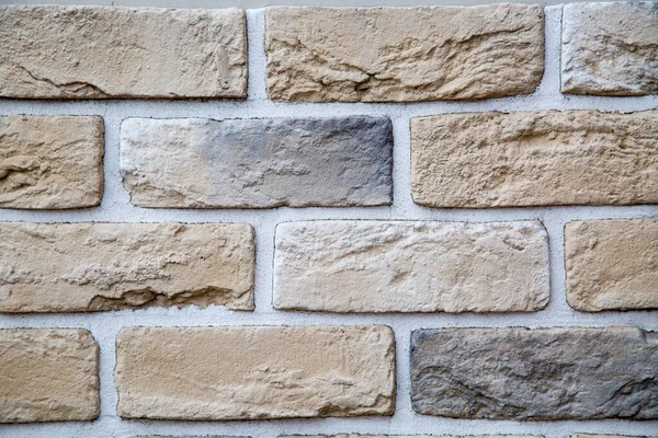 Background Artificial Brick Wall Gray White Rectangular Shape Backgrounds Textures — Stock Photo, Image